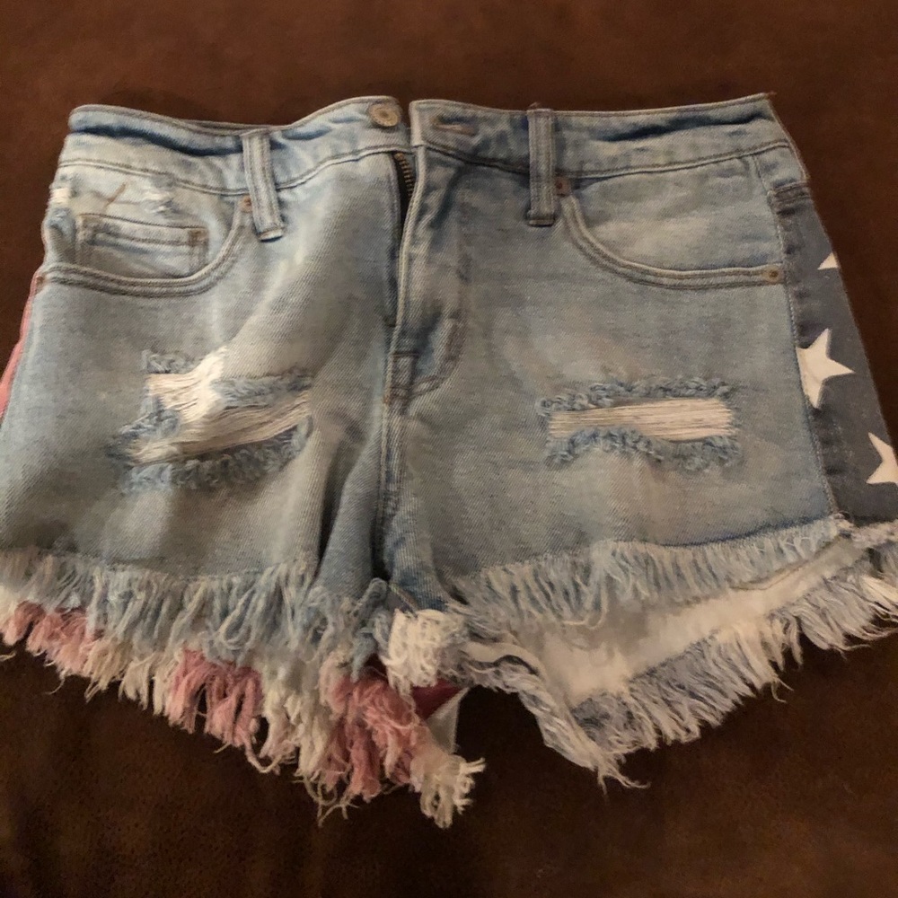 High waisted American flag shorts